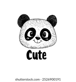 Adorable Panda Illustration with Cute Text for children's designs, nursery decor, or playful graphic projects.