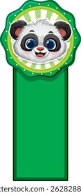 Adorable panda illustration on a green bookmark