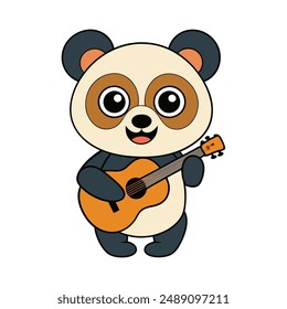 Adorable Panda tocando la historieta del Vector de guitarra