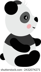 Adorable panda sentado aislado en blanco

