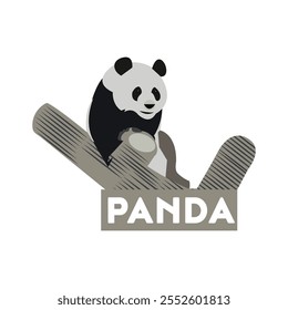 Adorable logotipo de seguimiento de panda con diseño de contorno juguetón, perfecto para la vida silvestre, los niños o la marca de Naturaleza