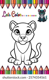 Adorable Panther Coloring Page for Kids - Fun and Printable Cartoon Animal Outline for Creative Learning