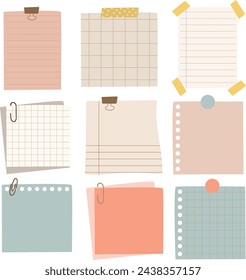 Adorable Paper Sticky Note Elements - Hand-drawn Vector Illustration for Decorative Invitations, Greeting Cards, and Posters