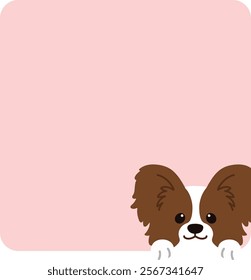 Adorable Papillon coming out of a square shape