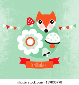 Adorable pastel hipster fox unisex cover template  illustration design in vector