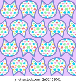 Adorable pastel pattern features a playful collection of animal shapes filled with colorful confetti design..
