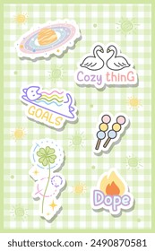 adorable pastel sticker sheet and affirmation word