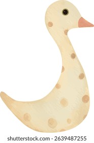 Adorable pastel white duck plush toy vector, great for nursery prints, baby shower cards, and kids’ designs.