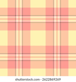 Adorable pattern fabric tartan, december texture check textile. Layer vector plaid background seamless in orange and light colors palette.