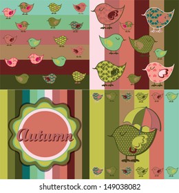 Adorable patterns set with lovely birds
