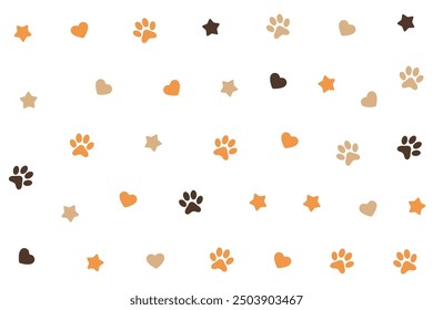 adorable paw or heart print pattern background design vector