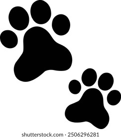 Adorable paw print illustrations of animals like dogs and cats for use in icons and illustrations