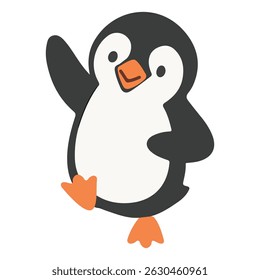 Adorable Penguin Cartoon Vector Art flat
