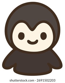 Adorable penguin character dressed for cold and Halloween season