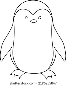 Adorable penguin illustration. Outline of an small animal. Perfect for coloring page, decoration.