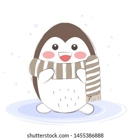 adorable penguin illustration for personal project, background, invitation, wallpaper and many more