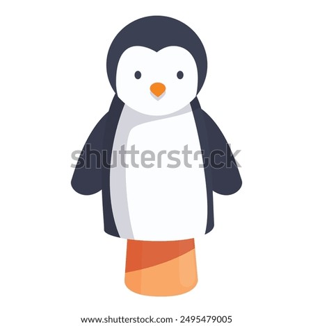 Adorable penguin puppet standing with a smiling face for kids entertainment