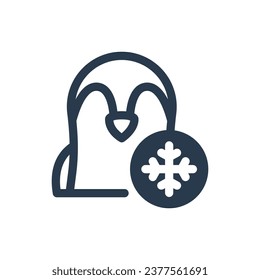 Adorable Penguin Snowy Playground Vector Icon Illustration