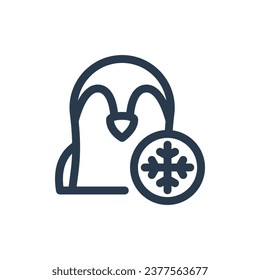 Adorable Penguin Snowy Playground Vector Icon Illustration