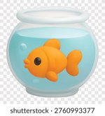 Adorable Pet Animal Vector Icon Set | 3D icon set | a goldfish in a bowl