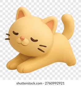 Adorable Pet Animal Vector Icon Set | 3D icon set | a stretching cat