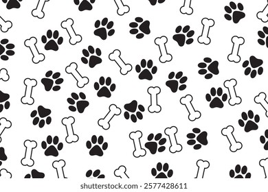 Adorable Pet Paws and Bones Seamless Pattern for Animal Lovers Everywhere