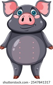 Adorable pig character with expressive eyes and ears