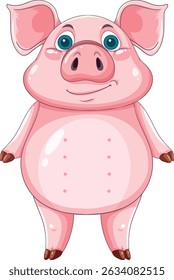 Adorable pig with a cheerful expression