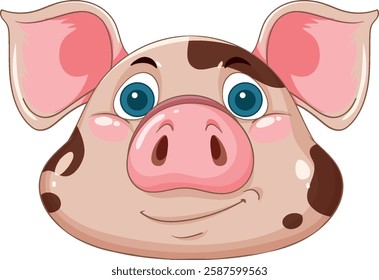 Adorable pig face with expressive blue eyes