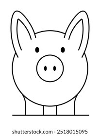 Adorable pig with large ears and round snout, simple yet charming. Ideal for children s books, animal-themed designs, nursery decor, educational materials, cartoons. Black and white, minimalist style.