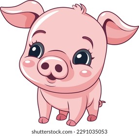 Adorable Piglet in Cartoon Character Style illustration