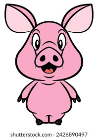 Adorable Piglet cartoon characters standing. Best for sticker, logo, and mascot with farm themes for kids