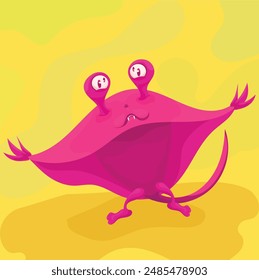 Adorable Pink Alien Creature Illustration