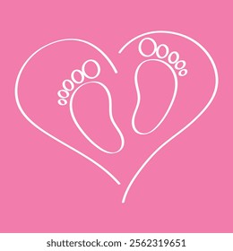 Adorable Pink Baby Feet With A Heart Shape Outline