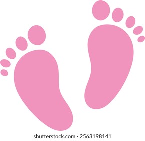  Adorable Pink Baby Footprints Vector Illustration