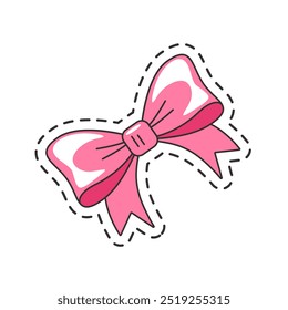 Adorable pink bow sticker vector illustration, perfect for decor or crafting.