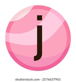 Adorable Pink Bubble Letter ‘j’ in Valentine’s Day Style, Featuring a Soft Gradient Effect, Perfect for Greeting Cards, Romantic Posters, and Holiday-Themed Typography