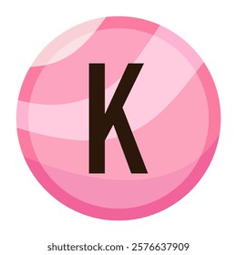 Adorable Pink Bubble Letter ‘K’ with Soft Pastel Gradient, Perfect for Valentine’s Day Graphic Designs, Cute Typography, and Personalized Art Projects