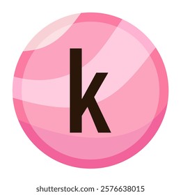 Adorable Pink Bubble Letter ‘k’ in a Soft Valentine’s Day Gradient, Ideal for Romantic Graphic Designs, Personalized Greeting Cards, and Creative Typography