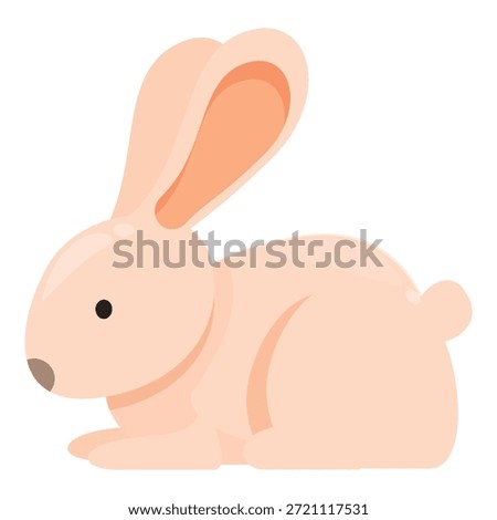 Adorable pink bunny rabbit lying down, ears perked up, in a charming and playful pose