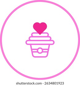 Adorable pink cupcake vector illustration for valentine's day and sweets themed designs