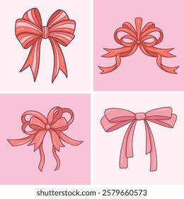 Adorable pink decorative ribbon bows collection