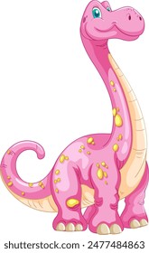 Adorable pink dinosaur with a long neck