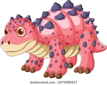 Adorable pink dinosaur with purple spikes