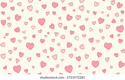 Adorable patrón de corazón rosa sobre un fondo crema suave, perfecto para el día de San Valentín o temas románticos.