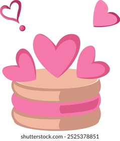 Adorable Pink Hearts Macaron Illustration