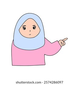 adorable pink hijab cartoon muslim girls