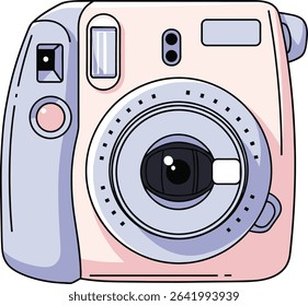 Adorable Pink Instant Camera Illustration for Creative Projects and Design, Perfect for Prints