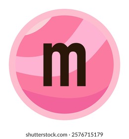 Adorable Pink Letter m with Valentine Inspired Swirl Patterns, Perfect for Romantic Designs, Love Messages, and Holiday Decorations