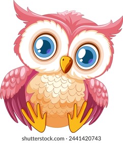 Adorable pink owl with big expressive eyes